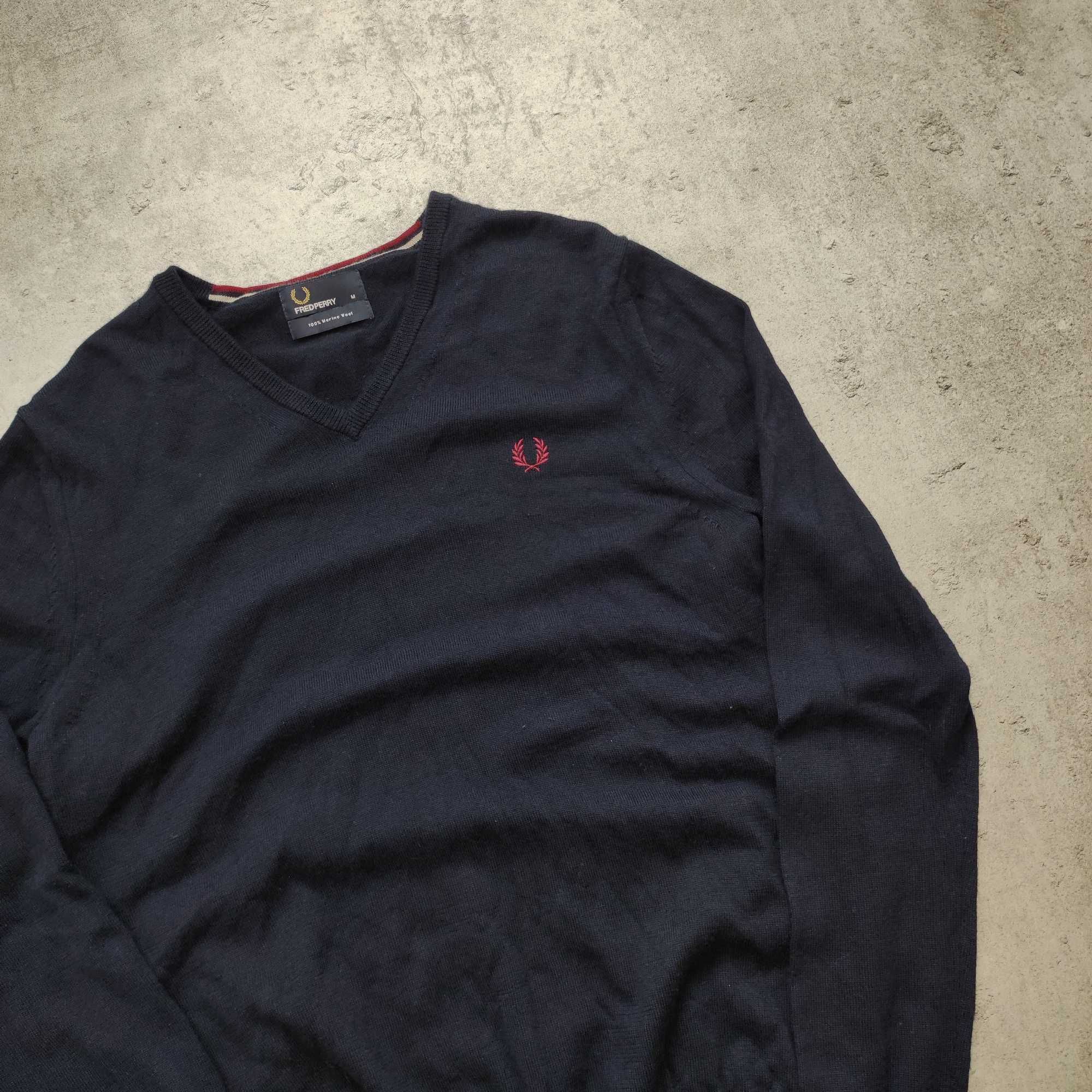 MĘSKI Elegancki PREMIUM Wełniany Sweter Luxury Fred Perry Haft Logo
