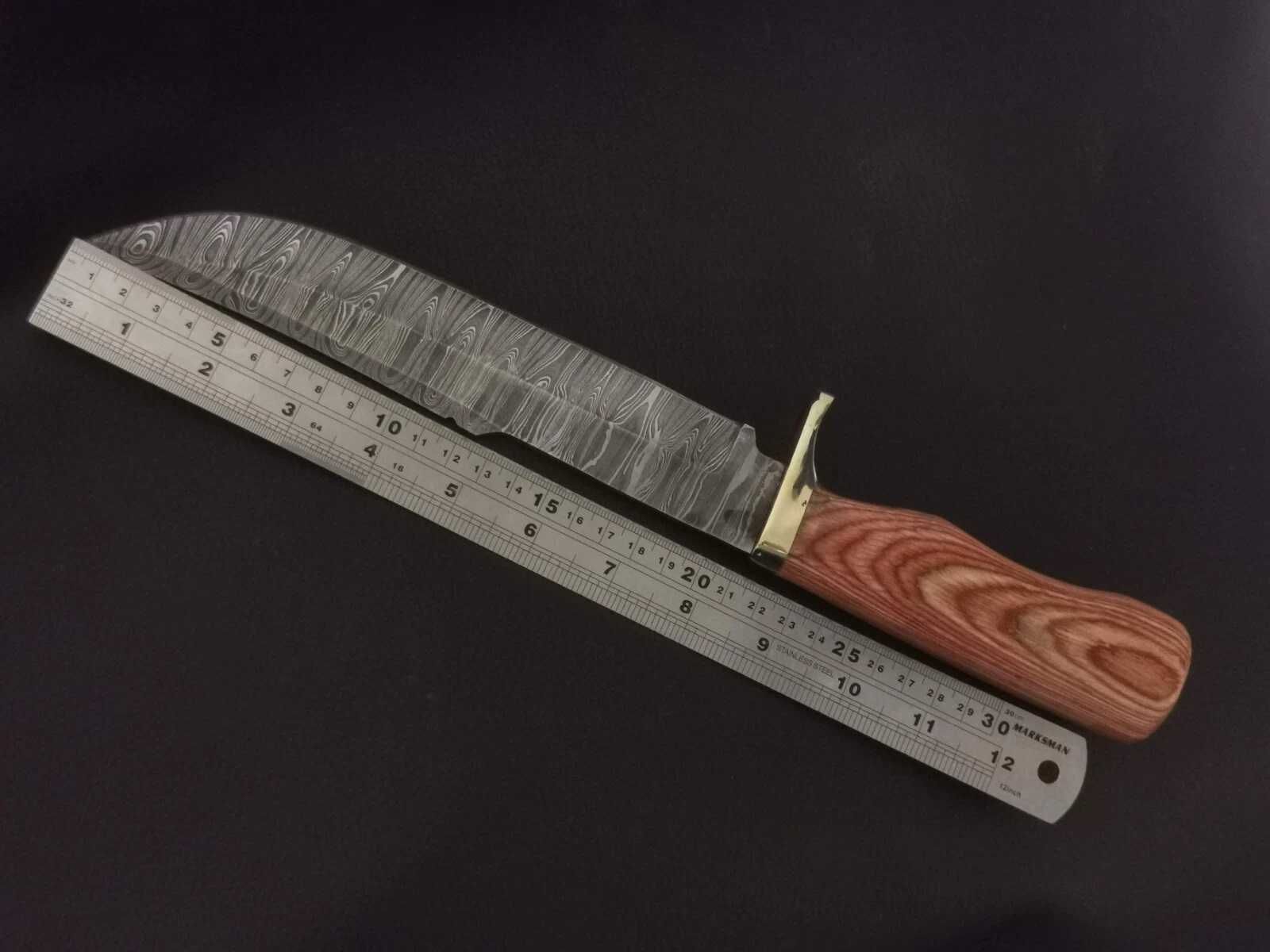 NÓŻ BOWIE myśliwski DAMAST STAL DAMASCEŃSKA ręcznie kuty 34cm.