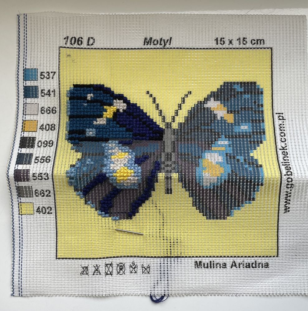 Kanwy z nadrukiem - haft krzyżykowy, motyl, dzwonki, kwiat