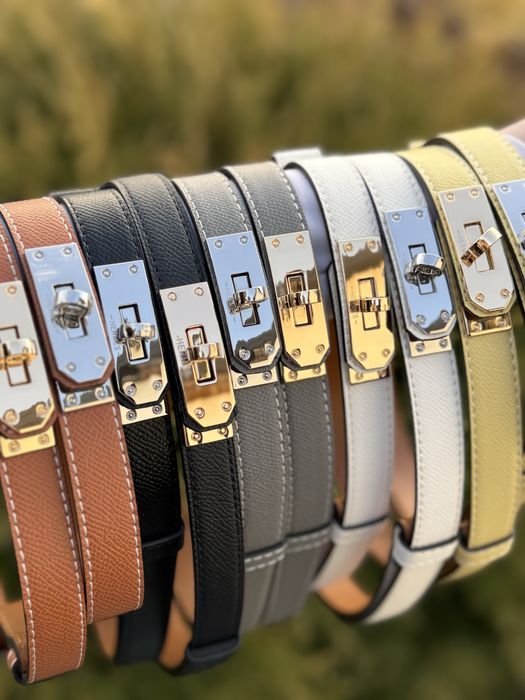 Жіночий тонкий ремінь з замочком в стилі hermes