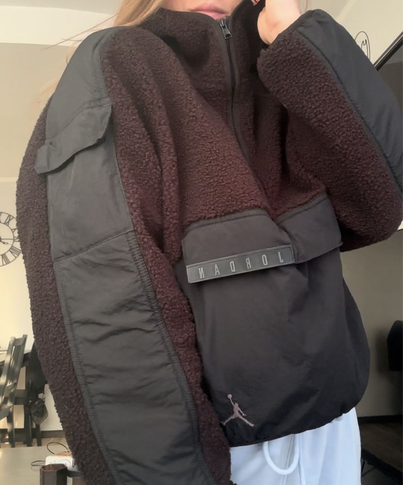 Jordan WMNS czarna bluza polar kieszenie kaptur