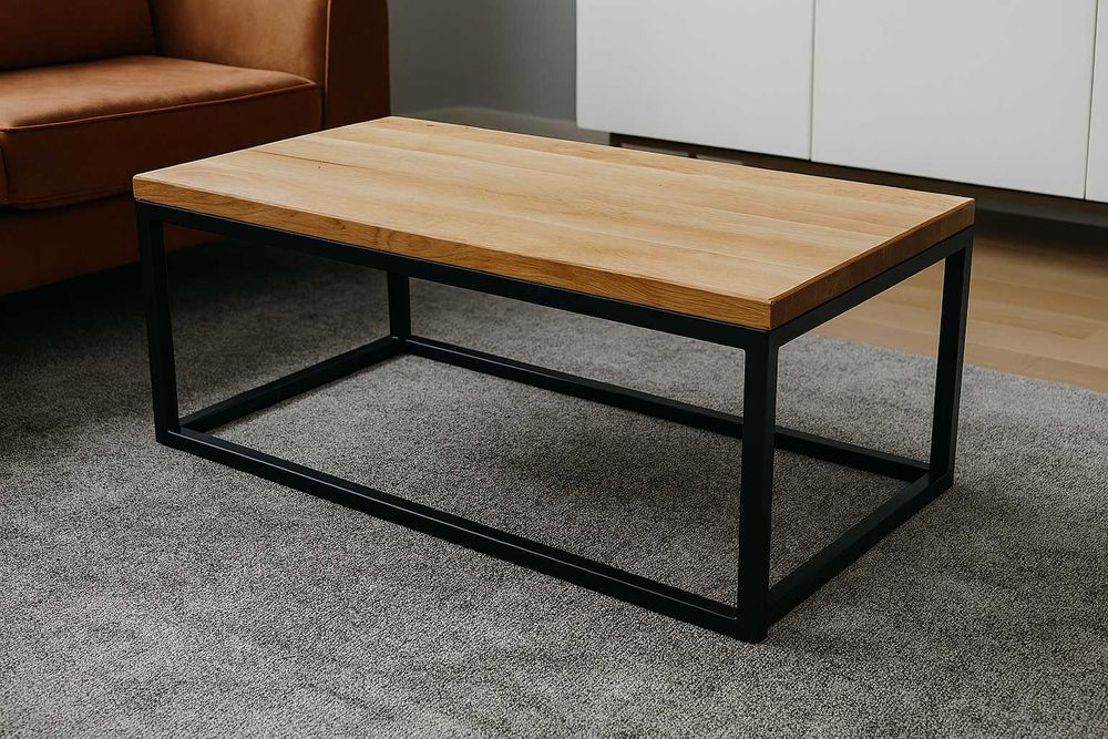 Stolik Kawowy Dębowy LOFT, Ława 100% Lite Drewno DĄB.