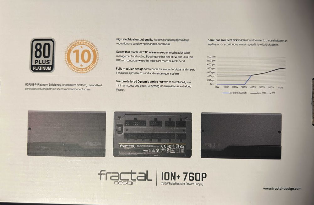 Zasilacz Fractal Design Ion 760W 80 Plus Platinum (750W) | 10 lat gw.