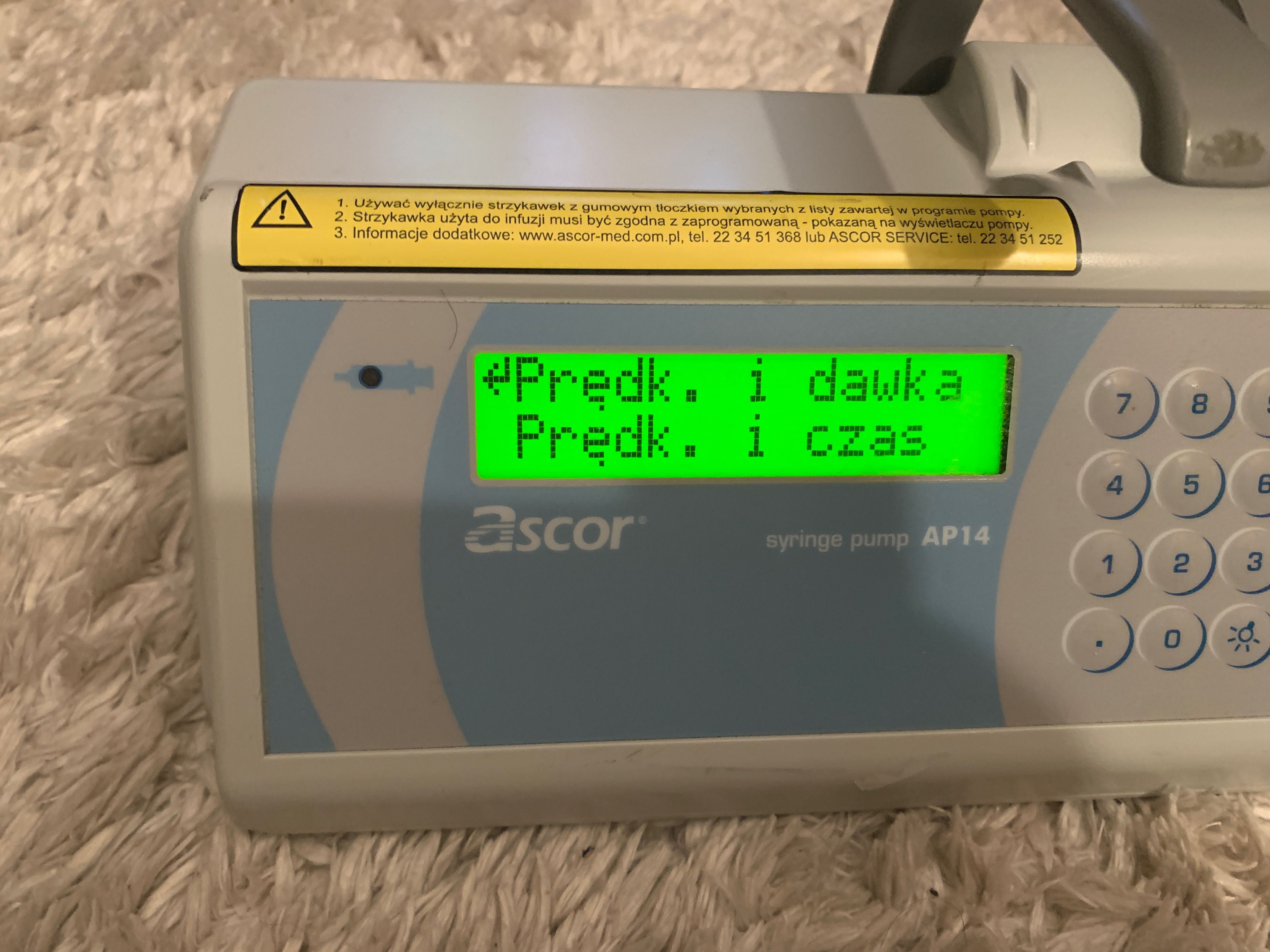 Pompa infuzyjna strzykawkowa Ascor