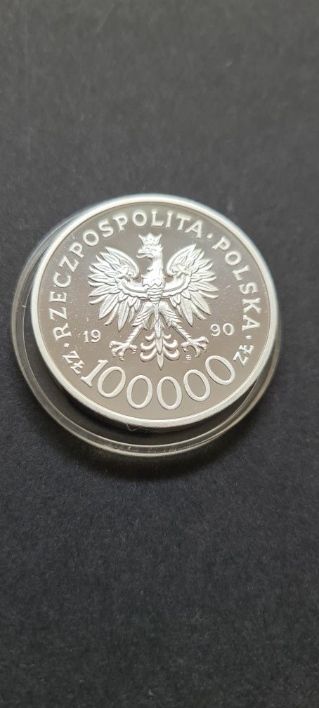 Srebrna moneta kolekcjonerska Solidarność 100000 Mała Gruba