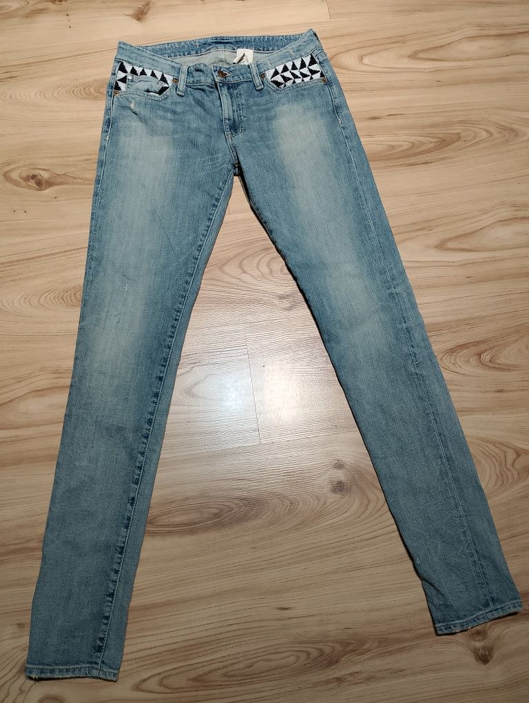 Niebieskie Damskie Spodnie Jeansowe Dżinsowe Z Przetarciami Denim&Supp
