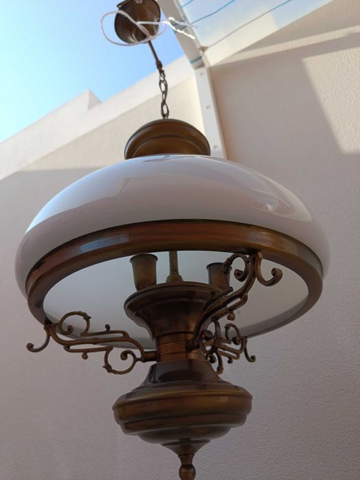 Candeeiro de Teto Suspenso Vintage - Estilo Clássico Latão e Vidro