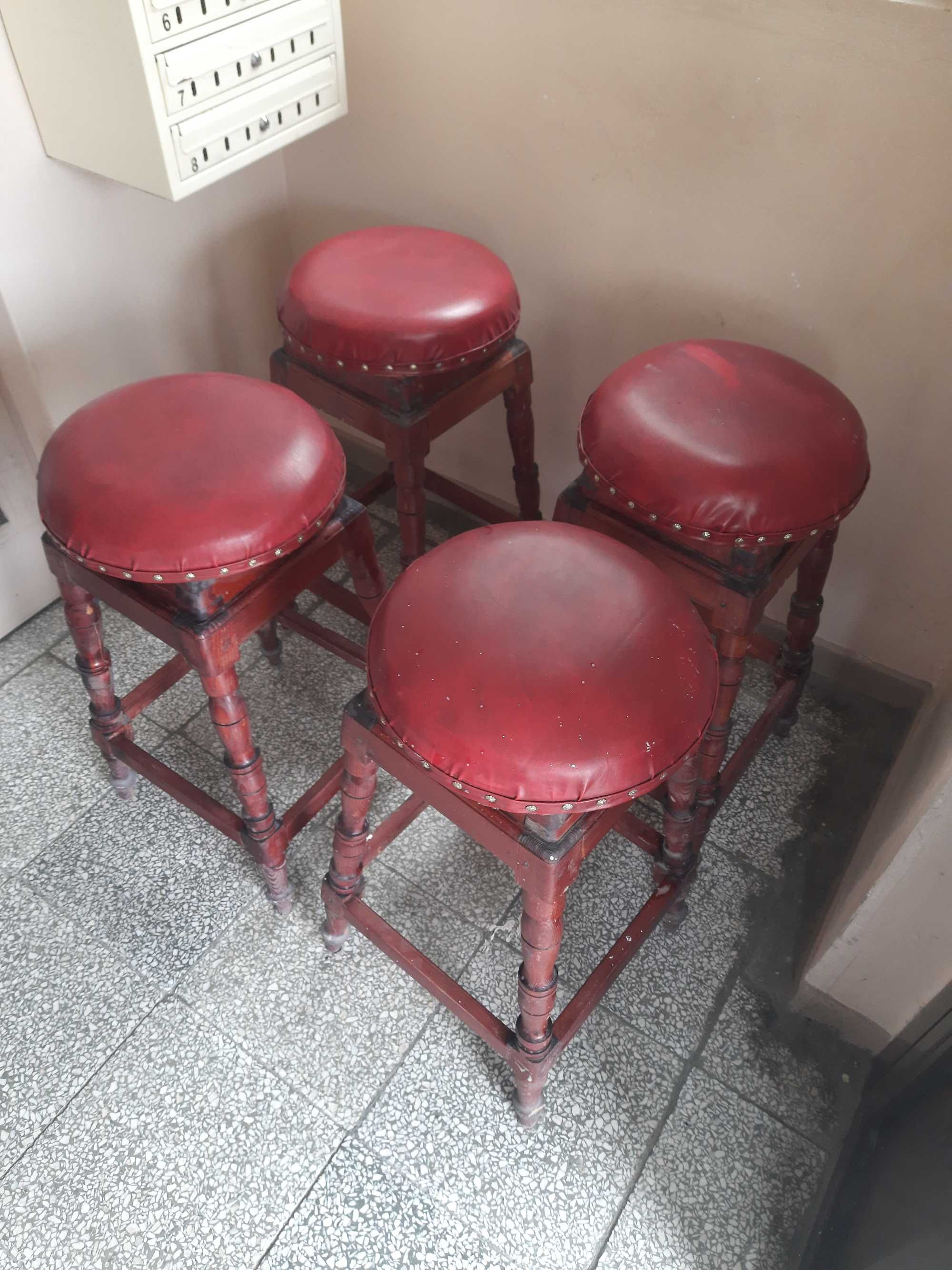 hokery skórzane, krzesła barowe, 4 sztuki