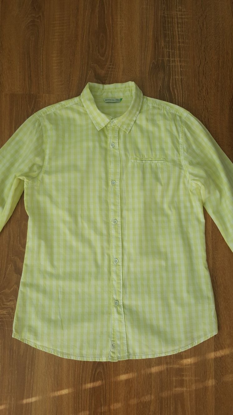 RESERVED Koszula chłopięca w żółto-białą kratkę,rozm.170 cm, 14-15 lat