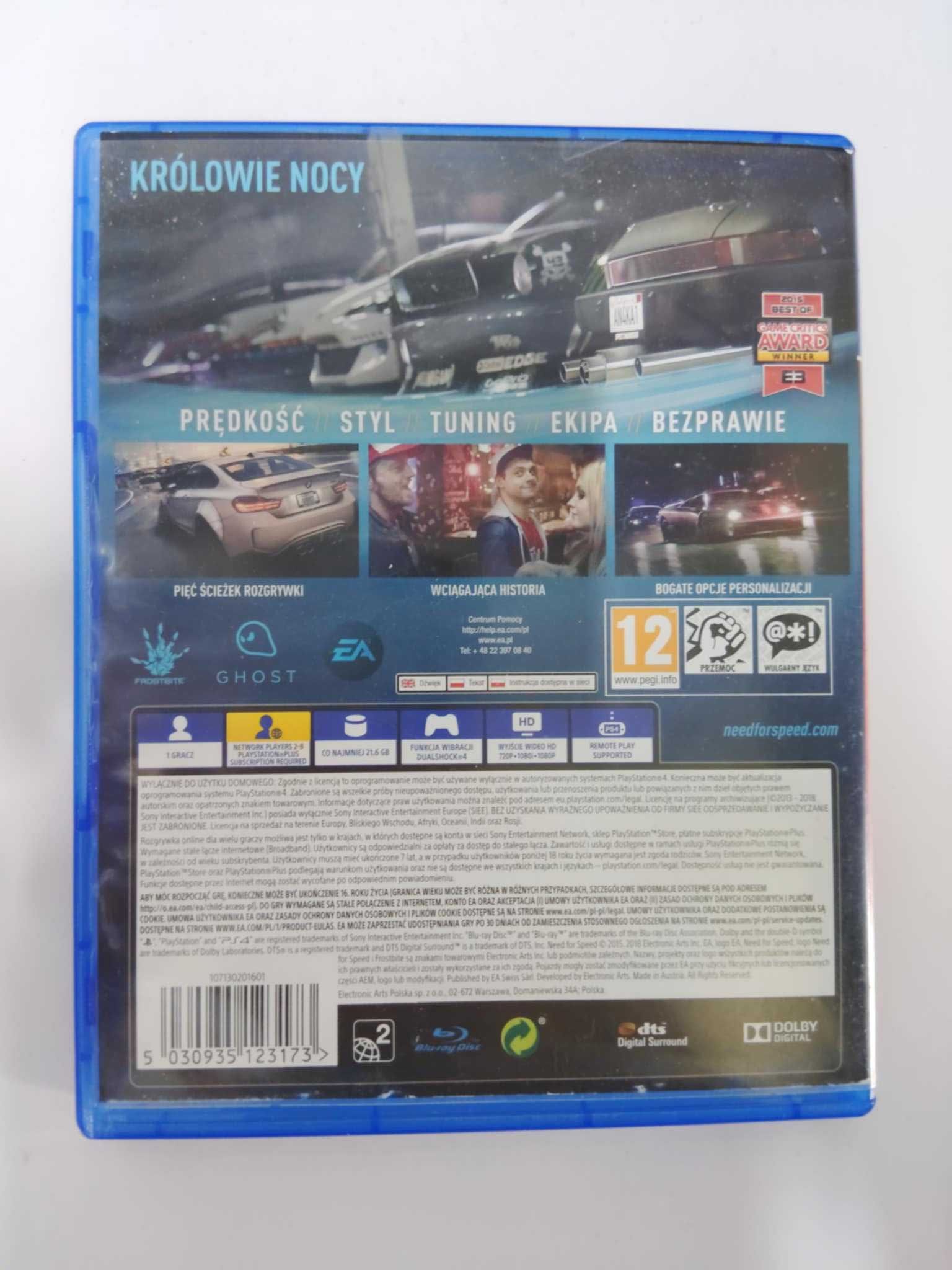 Need for Speed PS4 2016 Polskie napisy są w grze
