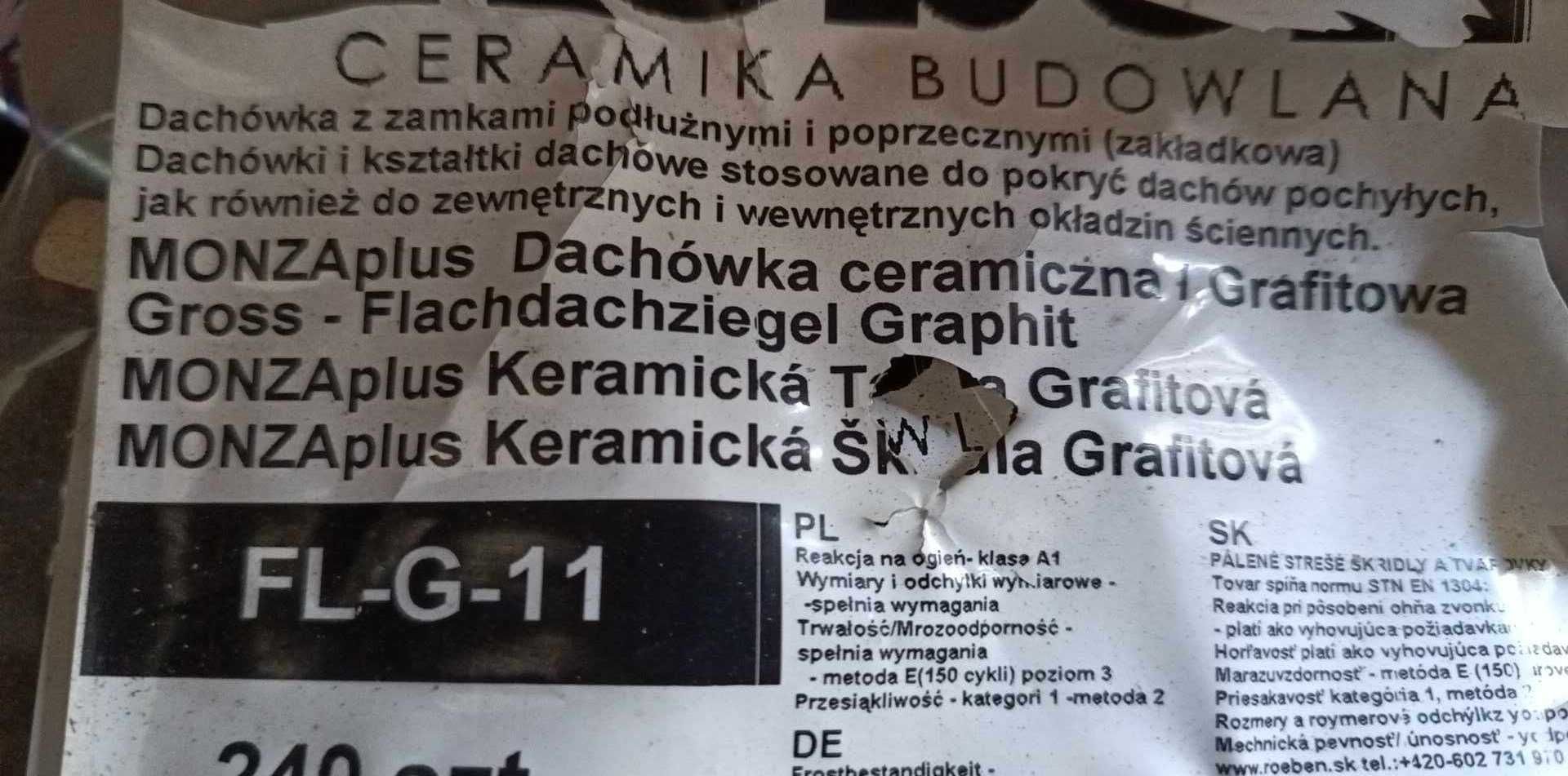 dachówka ceramiczna MONZAplus grafitowa  FL-G-11 120szt
