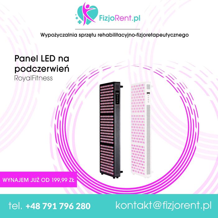 Lampa Panel LED na podczerwień RoyalFitness wynajem z dowozem Kraków