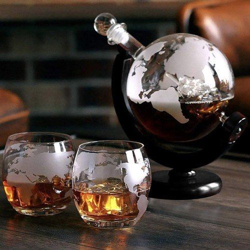 Zestaw Globus Karafka 2 SZT Szklanki DO WHISKY alkohol na prezent