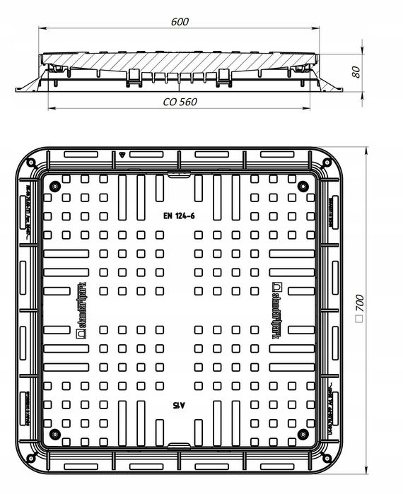 Pokrywa ogrodowa, właz tworzywo sztuczne A15 Czarny