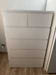IKEA, MALM, Komoda, 6 szuflad, biały, 80x123 cm