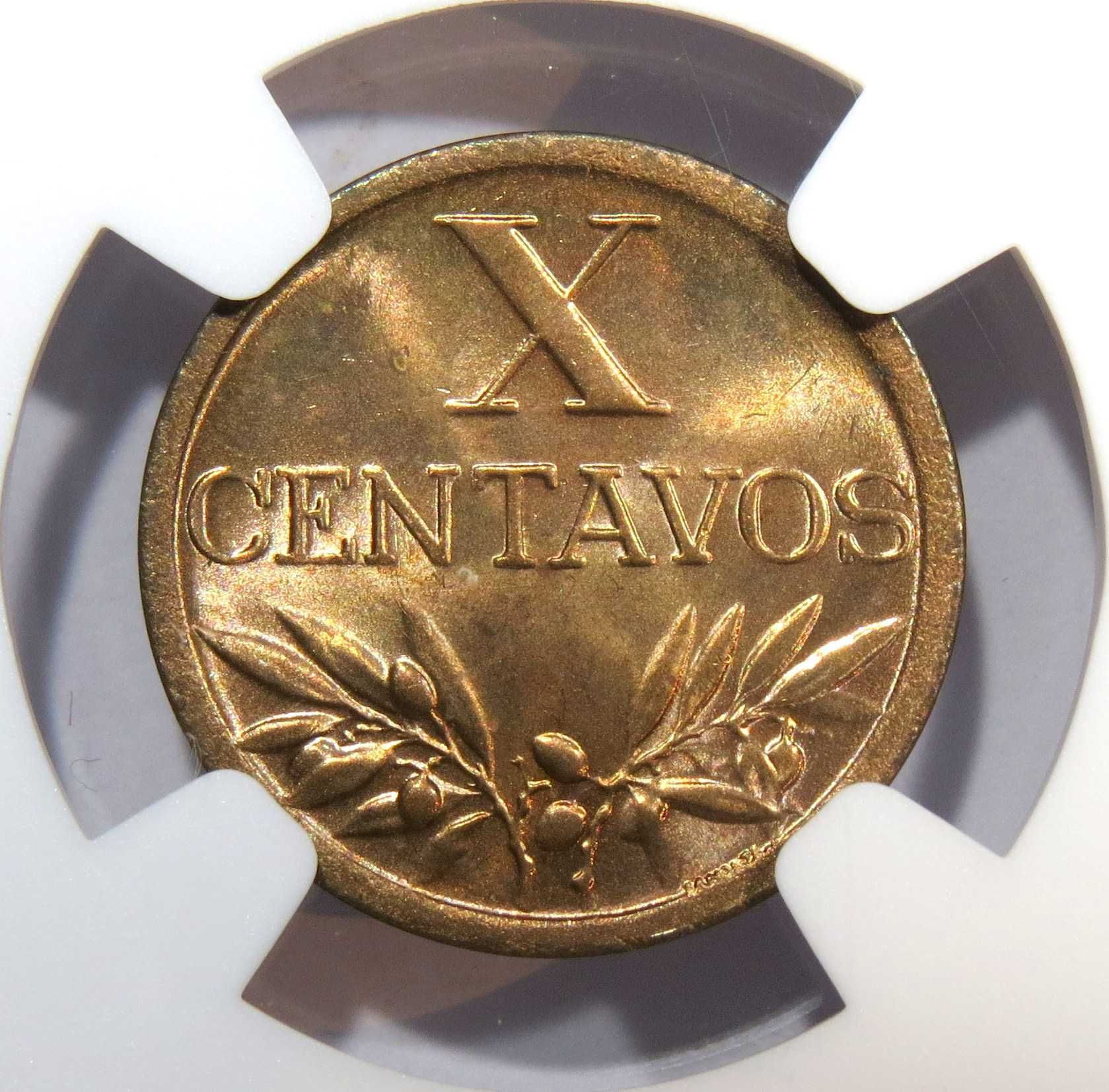 Republica Portuguesa - X Centavos 1943 NGC MS65 FDC