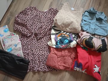 Paka Reserved H&M paczka zestaw bluzy Minnie legi prążek 128