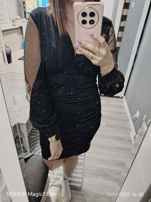 Sukienka nowa andrzejki sylwester imprezowa brokatowa M/L