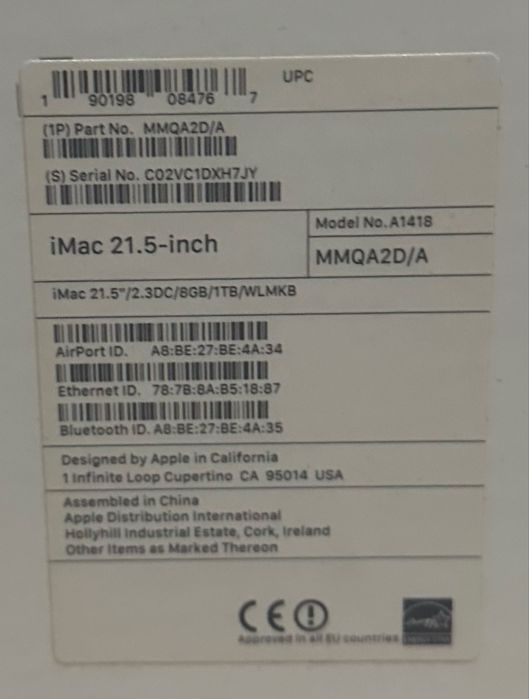 iMac 2017 21,5” 1tb 1080p