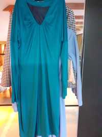 Turkusowa suknia firmy Orsay dzianina elastan dlugi rekawrozm 36