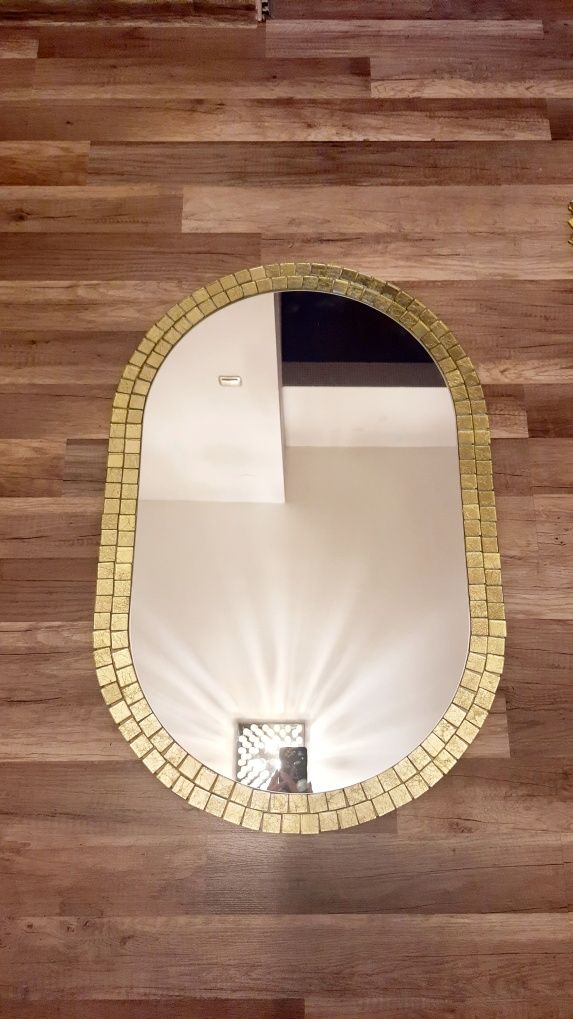 Lustro owalne, kwadratowe 60x90 złote ścienne.
