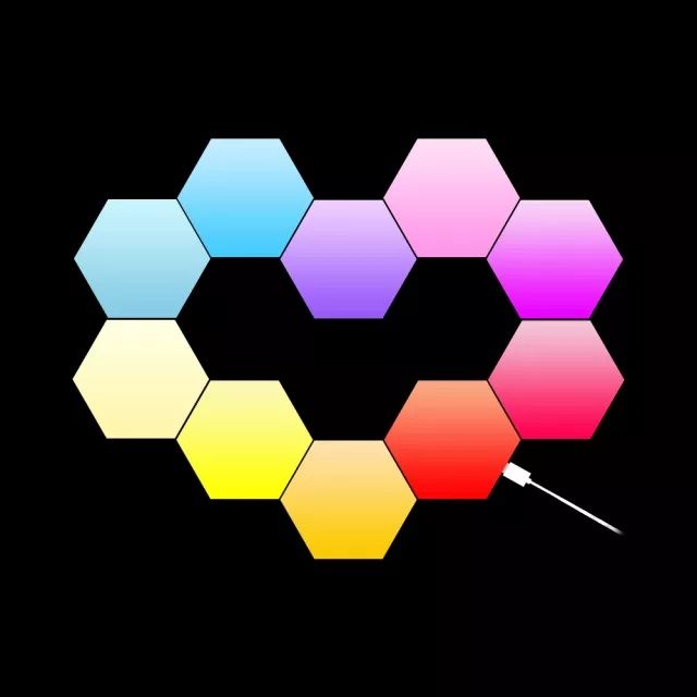 Painel Luzes modulares RGB hexagonal kit de 6 com acessórios SELADO