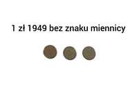 1 zł PRL 1949 bez znaku miennicy
