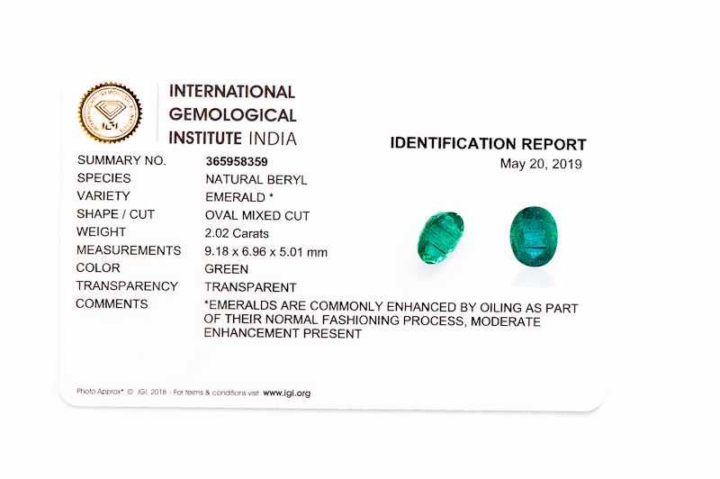 Duży Naturalny Szmaragd - 2,02ct - CERTYFIKAT IGI - KRAKÓW