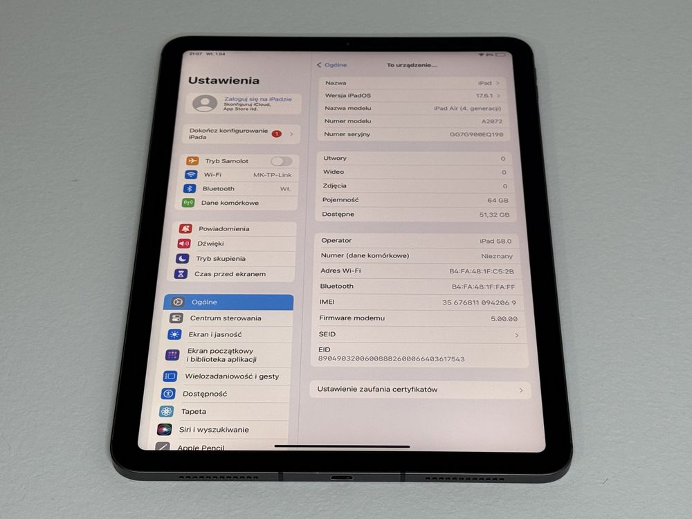 iPad Air 4 (A2072) - 64GB - Cellular (LTE) - faktura VAT 23%