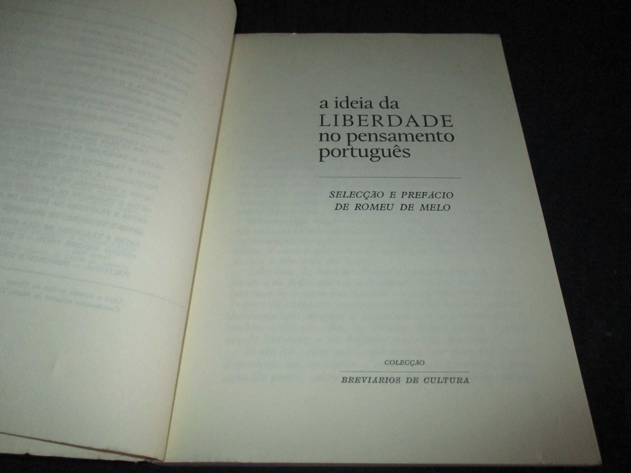 Livro A Ideia da Liberdade no Pensamento Português Romeu de Melo
