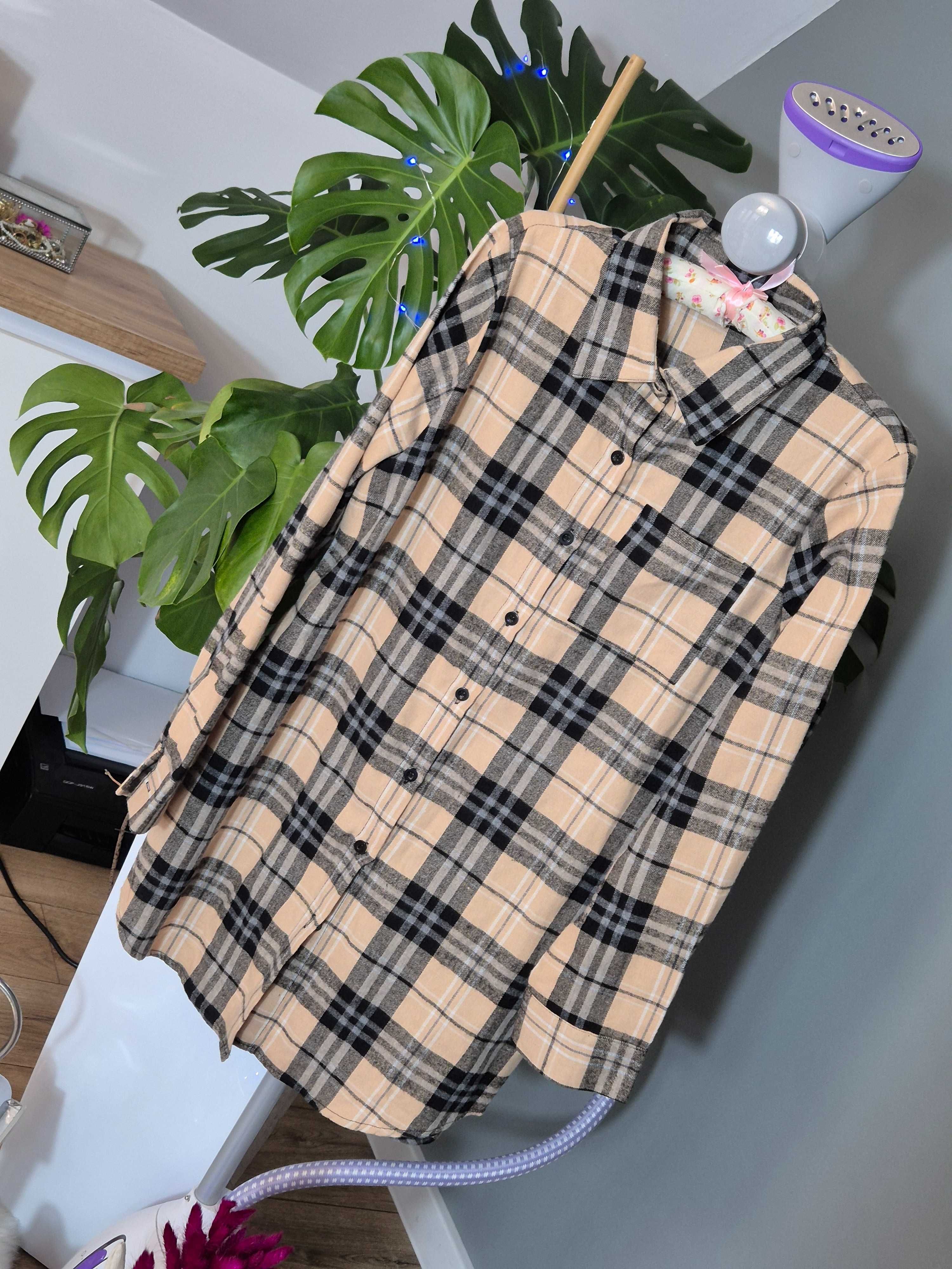 Długa koszula damska w krate Zara XL 42 oversize plus size sukienka