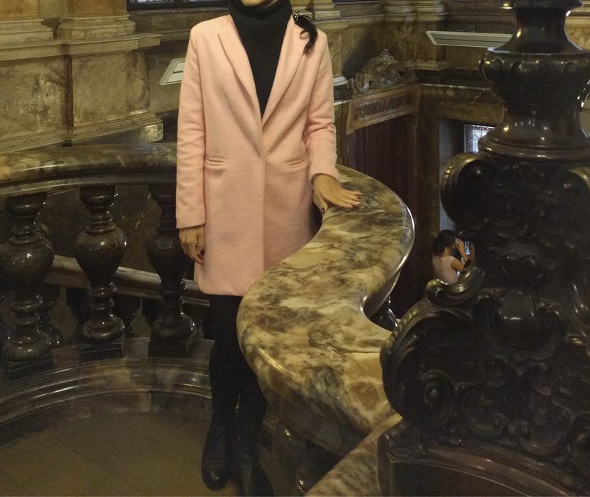 Жіноче пальто весна/осінь, рожеве, класичне 42р