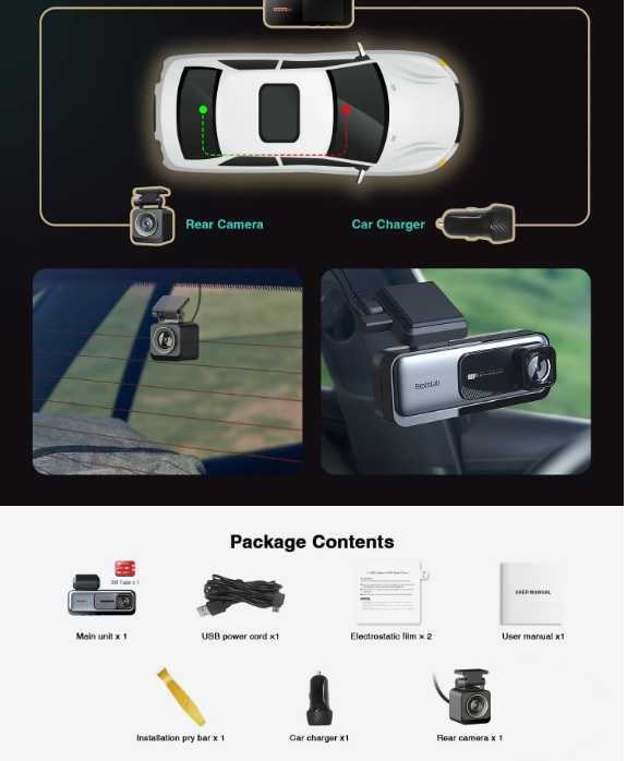 Dashcam frontal 4K + câmara traseira GPS e Wi-Fi - 360 | Botslab G980H