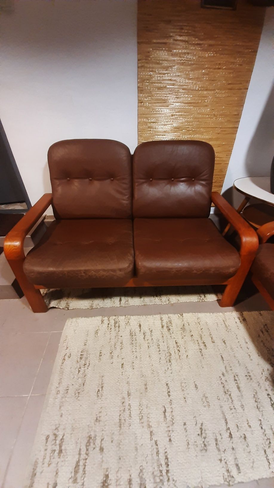 Sofa tekowa,skórzana ,duński design ,Dania lata 60-70