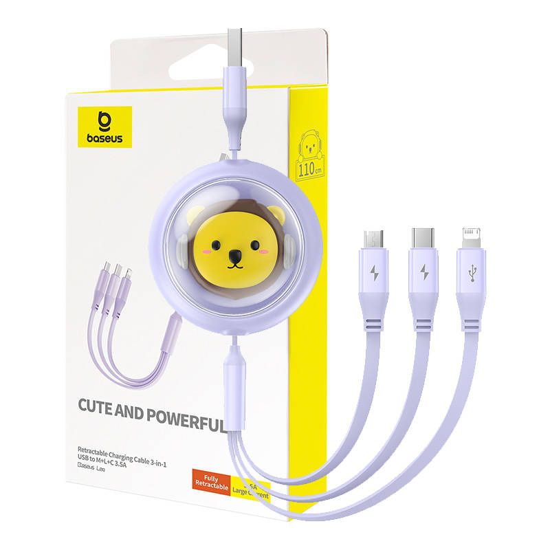 Kabel ładowania 3w1 Baseus USB do USB-C, USB-M, Lightning 3,5A, 1,1m