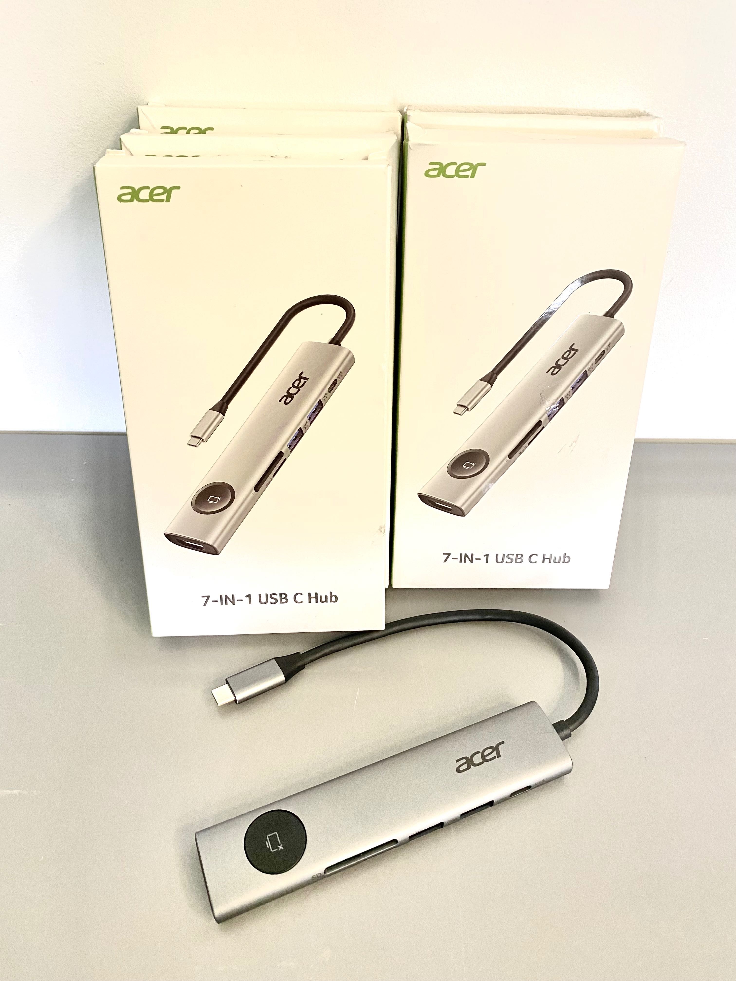 Acer USB‑C 7‑w‑1 Hub HDMI 4K-60 Hz SD/microSD PD 100 W Nowy FV