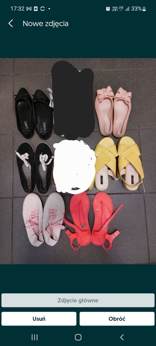 Paka butów 36 sandały baleriny trampki wysoka podeszwa japonki półbuty