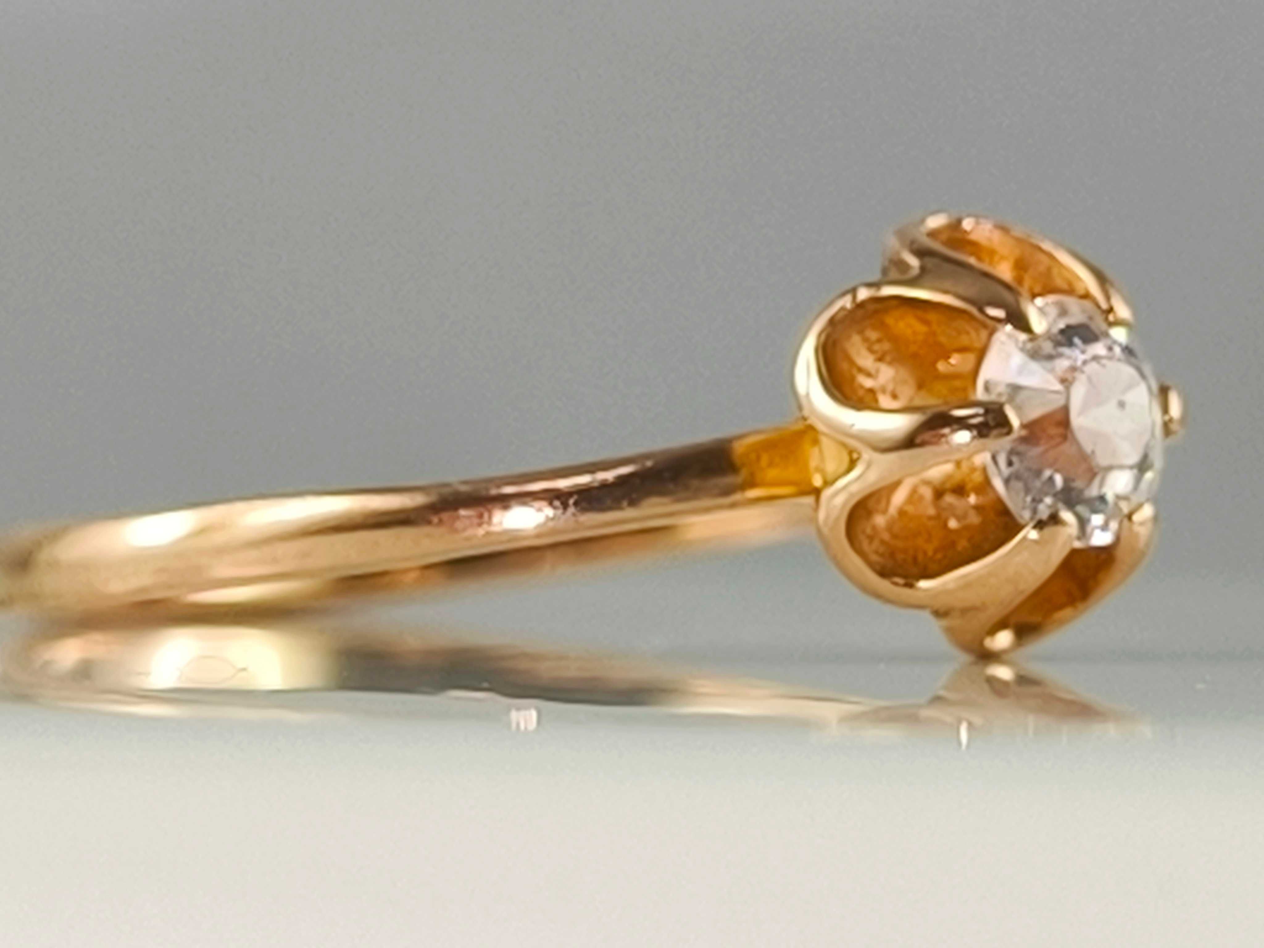 Stary Złoty PIERŚCIONEK z Cyrkonią Rose Gold 14K / Pr.583 / 1,56g