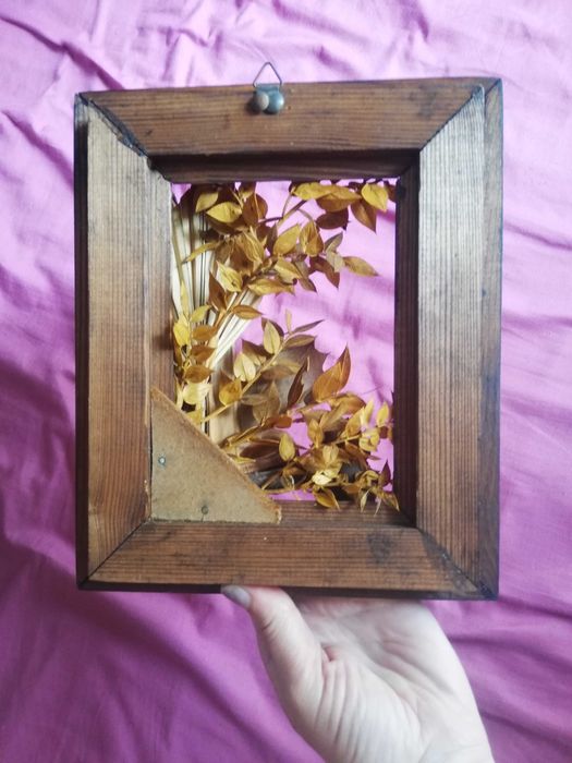 obraz 3D płaskorzeźba kompozycja suszu w ramce brązowa rama 23x19,5cm