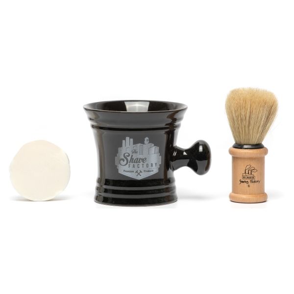 ZESTAW do golenia - THE SHAVE FACTORY - SHAVE SET - 3 elementy Czarny