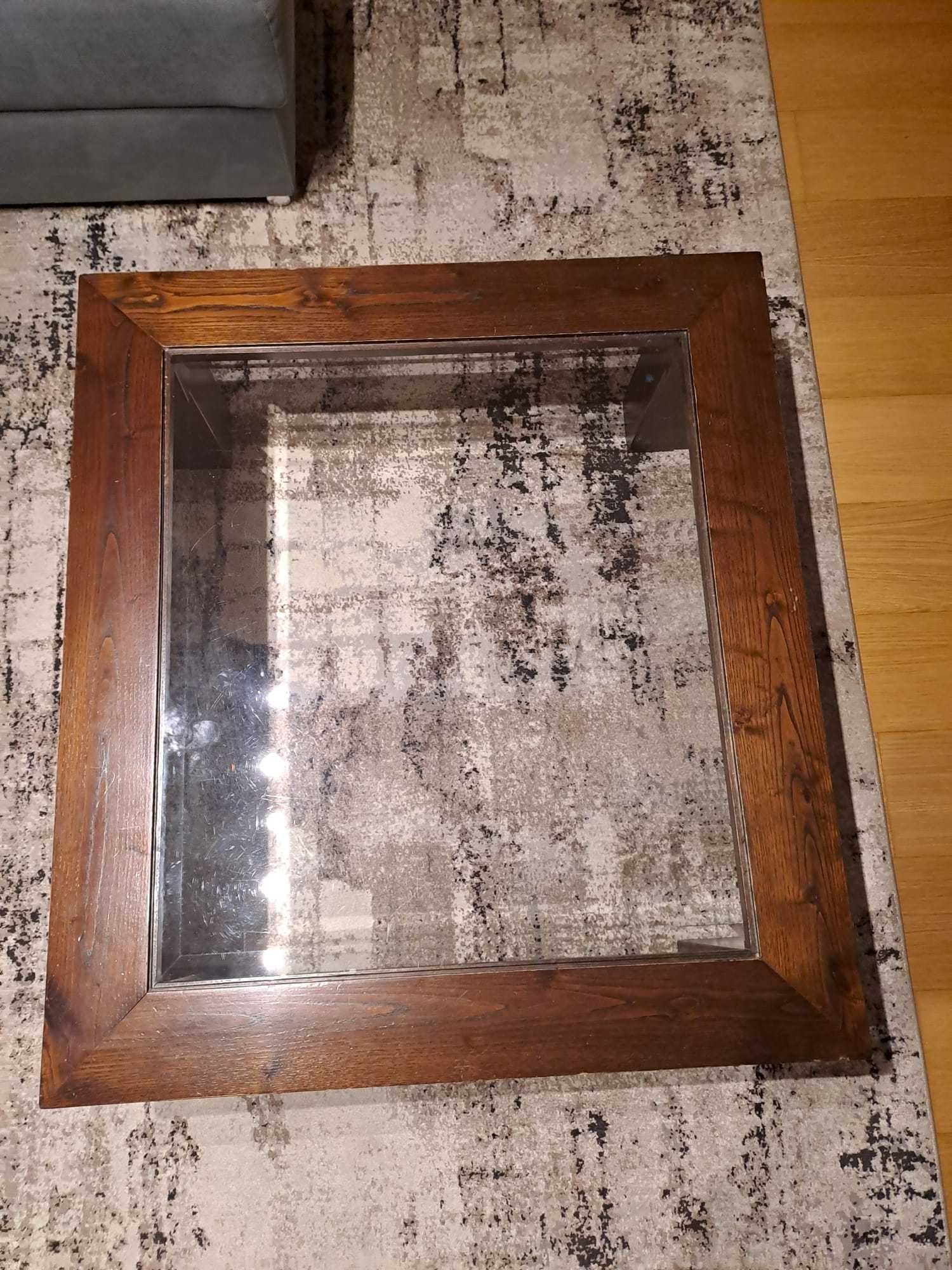 Vendo Mesa de Centro em Madeira Maciça e Vidro