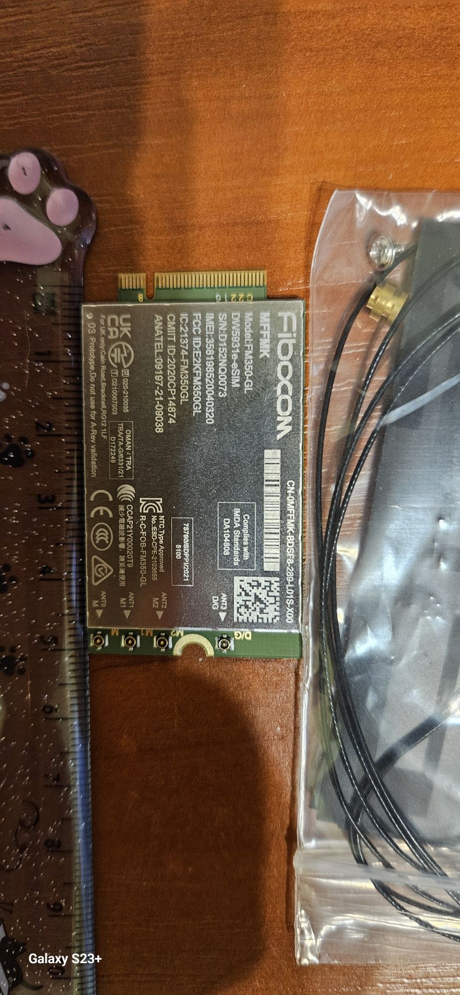 5G модуль Fibocom FM350-GL (DW5931e eSIM) + антени, новий