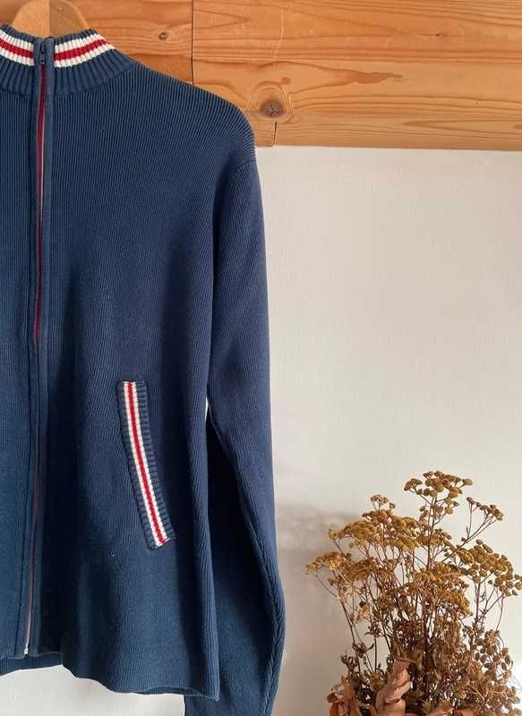 Bluza, męska, granatowa Jack&Jones, na zamek, ciepła, vintage, L/40