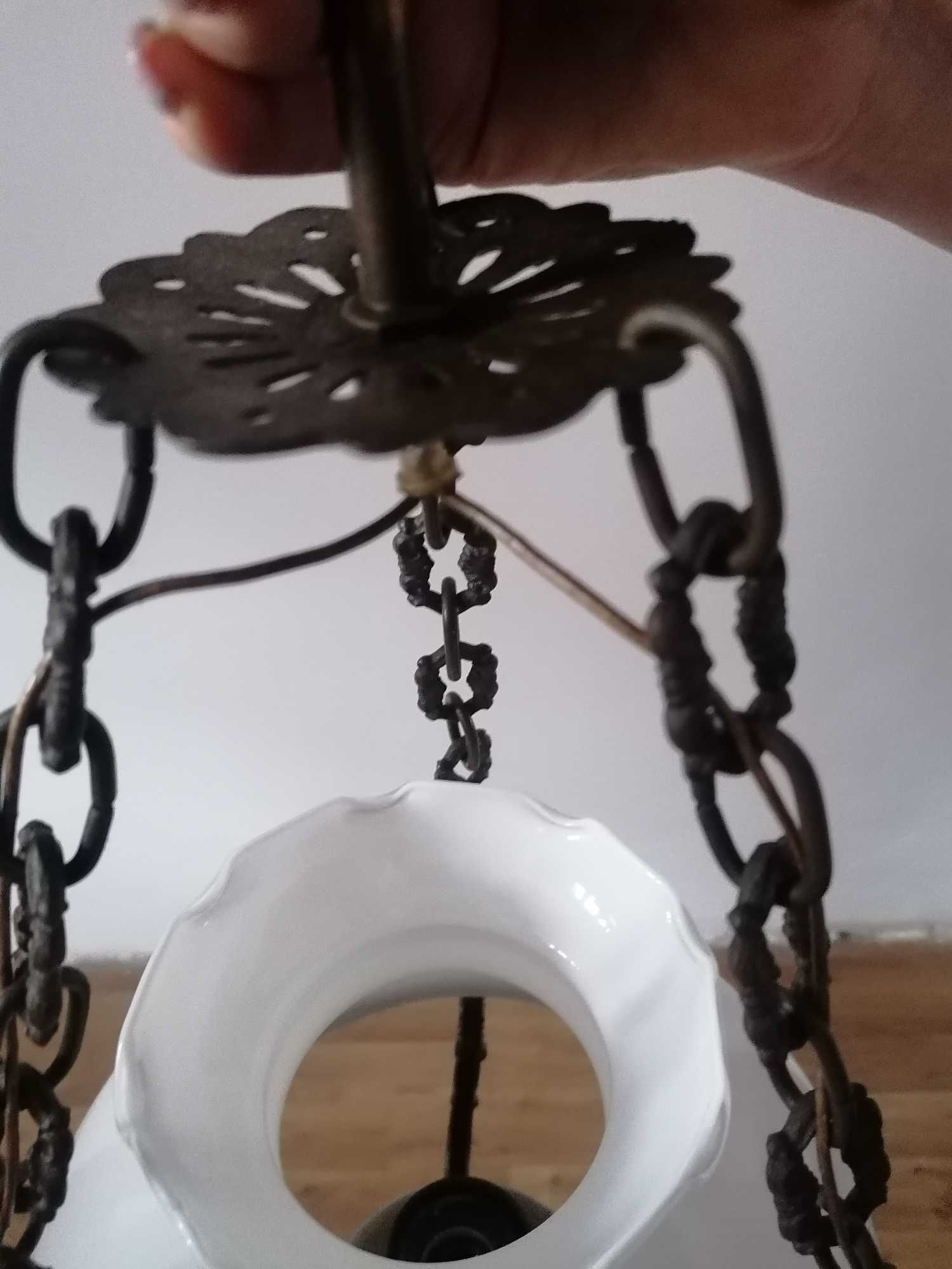 Stara stylowa lampa żyrandol wisząca mosiężna retro