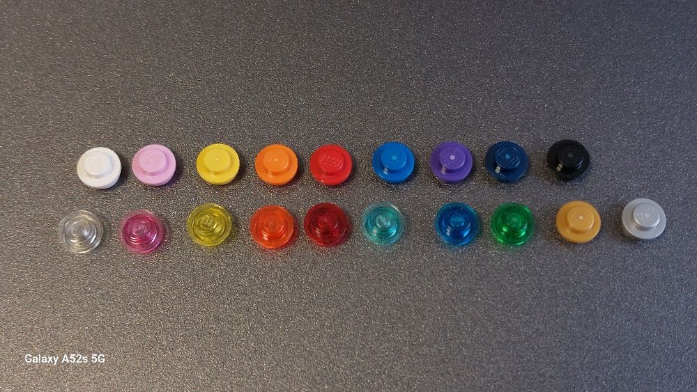 LEGO: cena za 5 szt., różne kolory #4073 płytka okrągła 1x1 (P345)