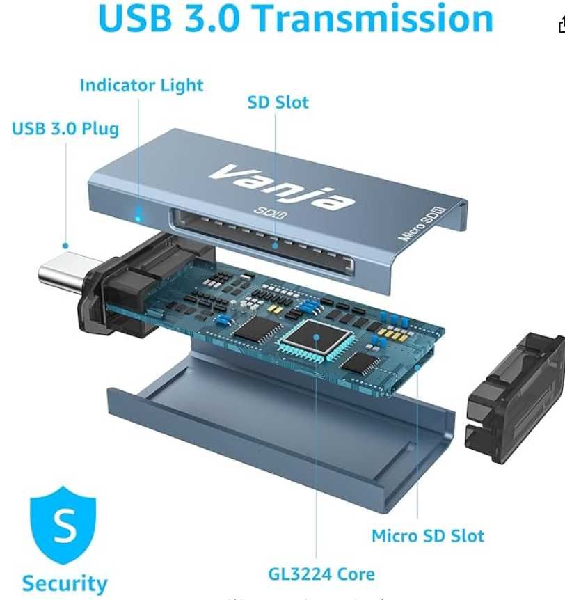 Czytnik Kart Pamięci SD USB 3.0 USB-C Adapter 4w1 Vanja