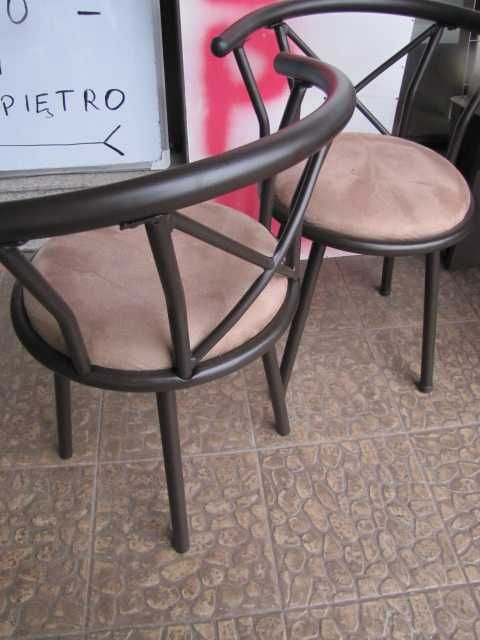 Taboret z oparciem krzesło tapicerowany metalowa rama zestaw 2 szt