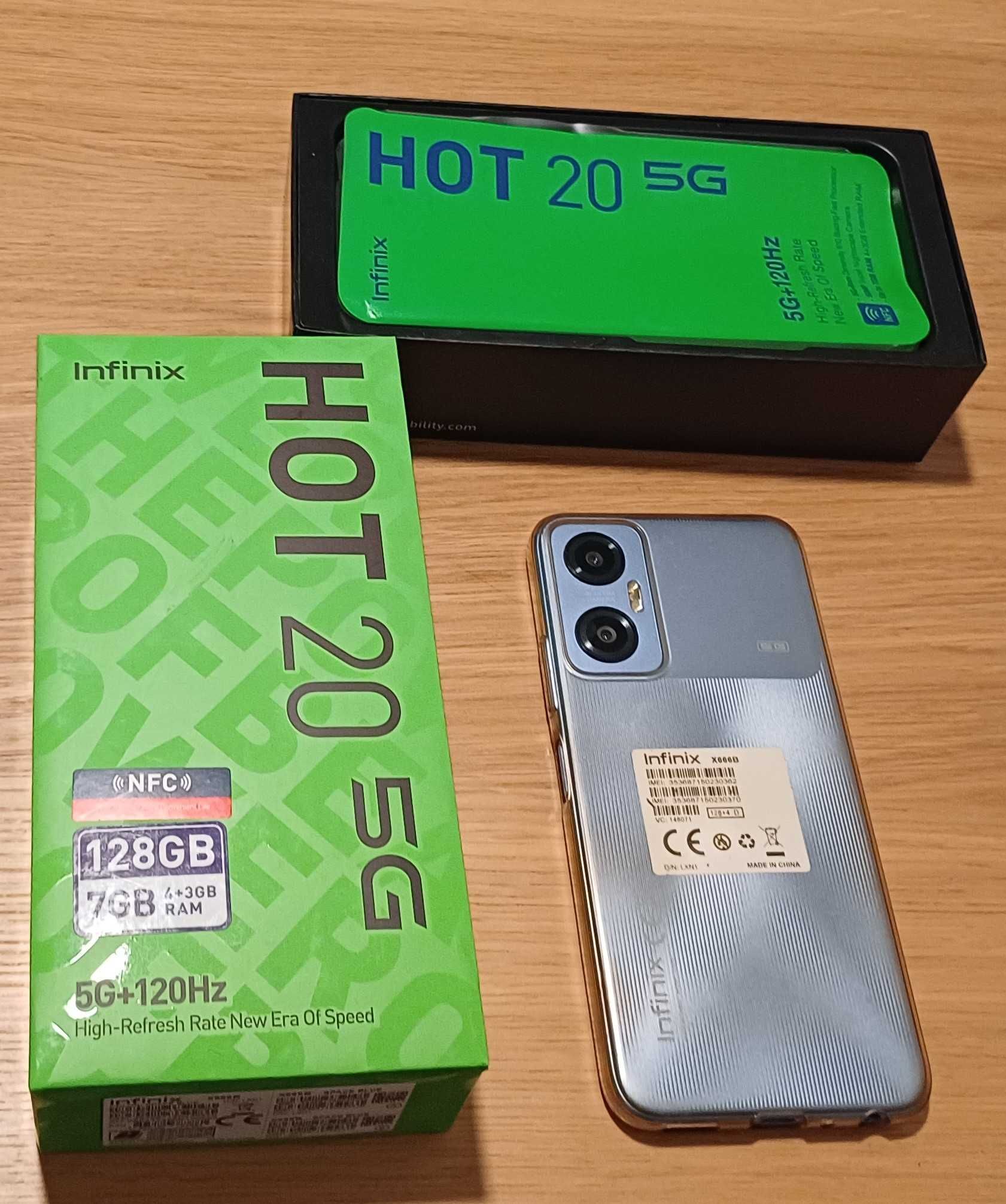 Infinix HOT 20 5G – Smartfon 5G kabel etui instrukcja pudełko