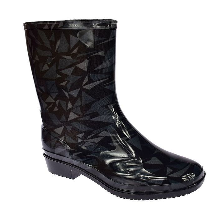 Kalosze damskie gumowce kwiaty ANX-01 GR-BK rozm 37