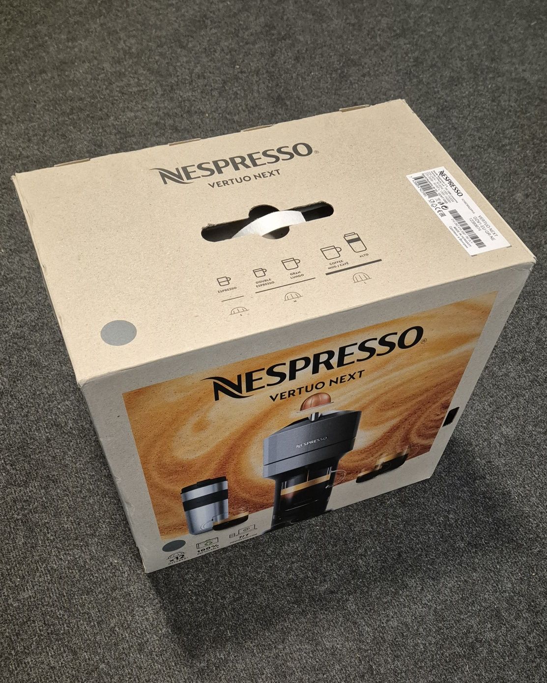 Ekspres kapsułkowy Nespresso Vertuo Next szary + kapsułki